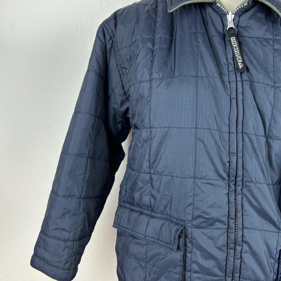 Quiksilver Mens Puffer Fleece Lined Reversible Jacket Full Zip Navy/Olive Green - Picture 1 of 10
